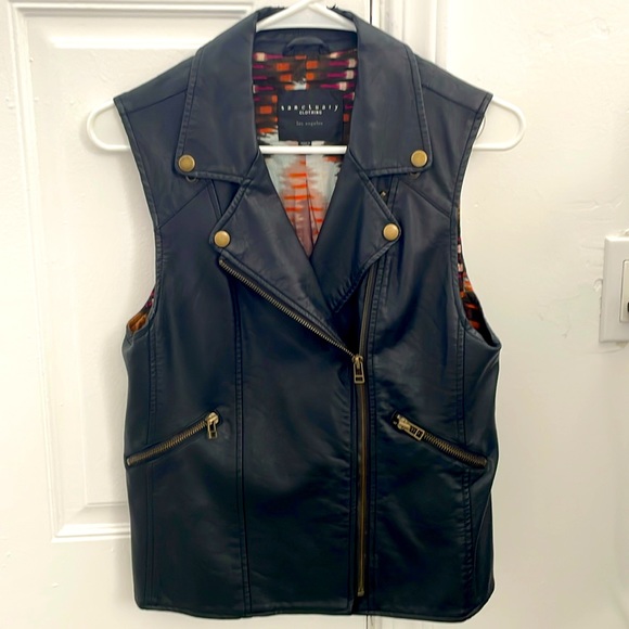 Sanctuary boho style black motorcycle vest size S - Picture 1 of 5
